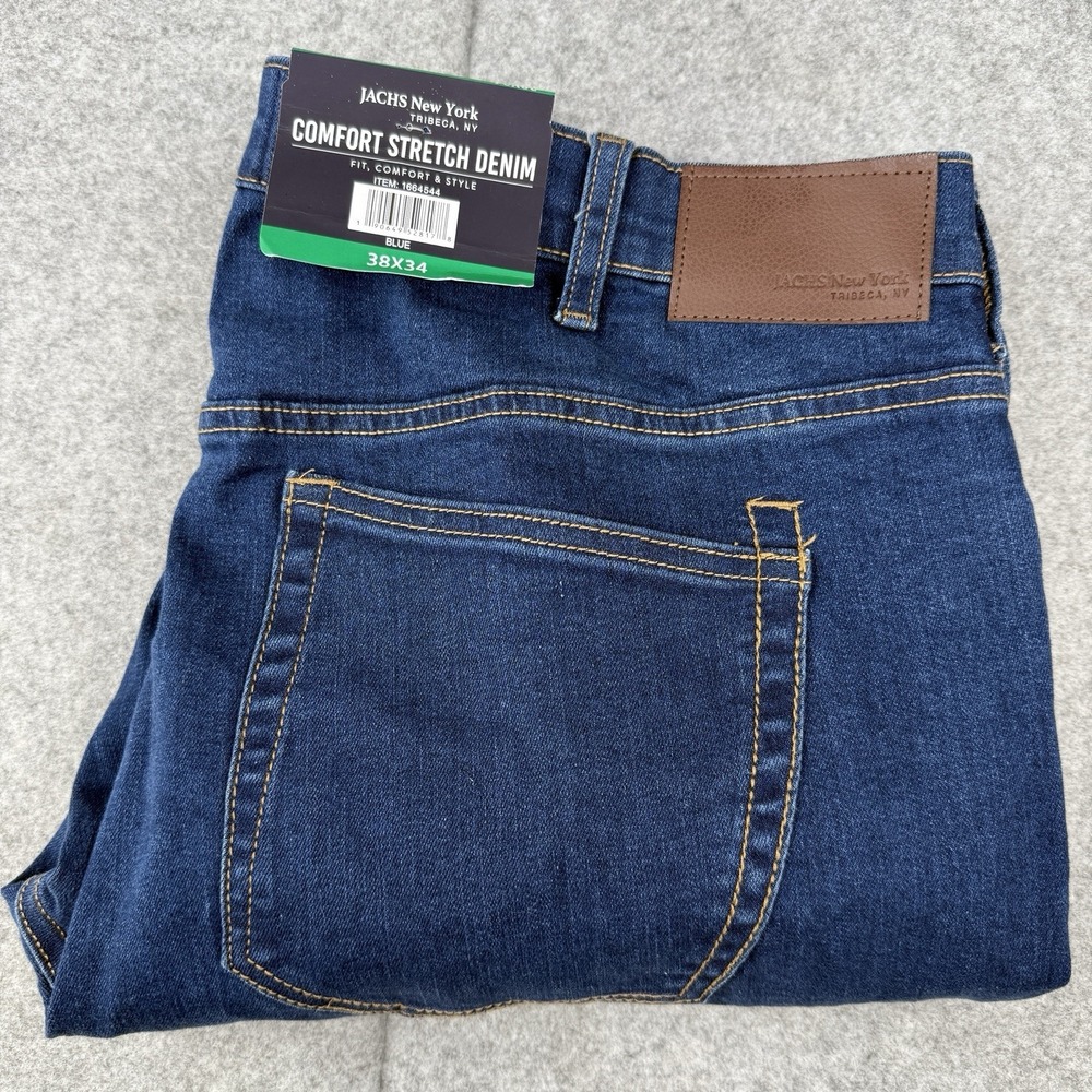 New Jachs New‎ York Men's Comfort Stretch Denim Jeans Men's 38x34 Blue Fit 38x33